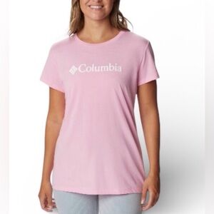 New Columbia Women's Trek Short Sleeve Graphic T-Shirt Pink Size XSmall